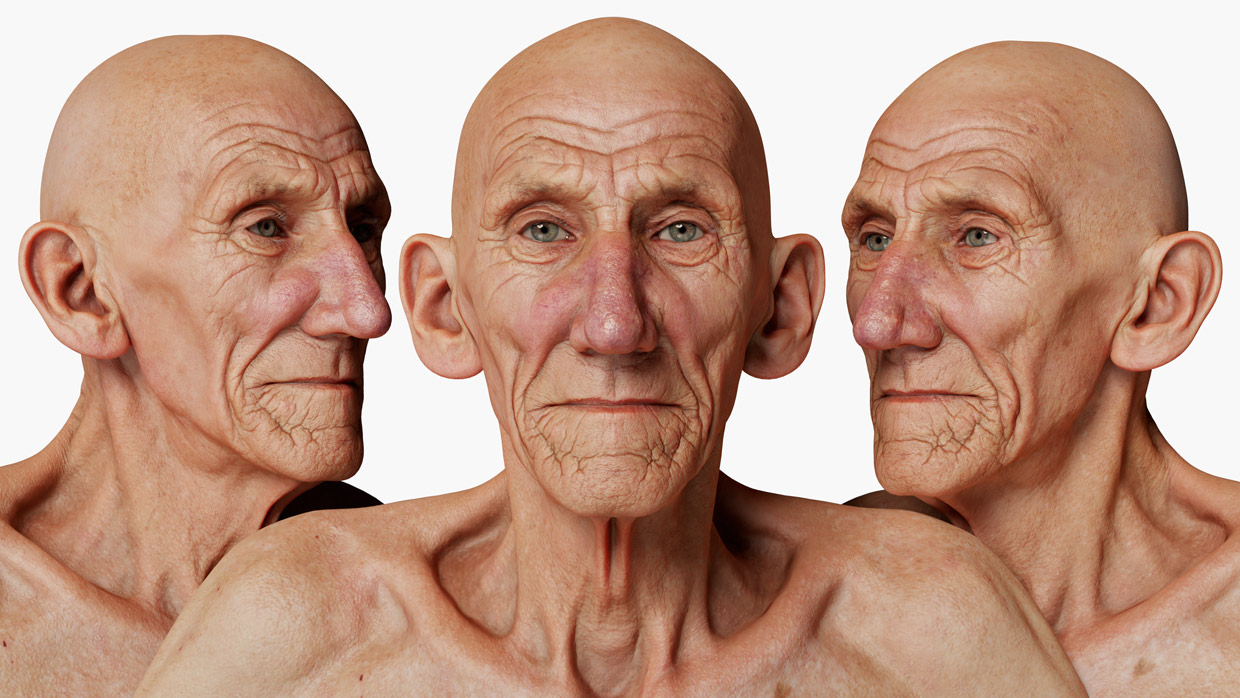 Older male 3d head scan download with body scan 